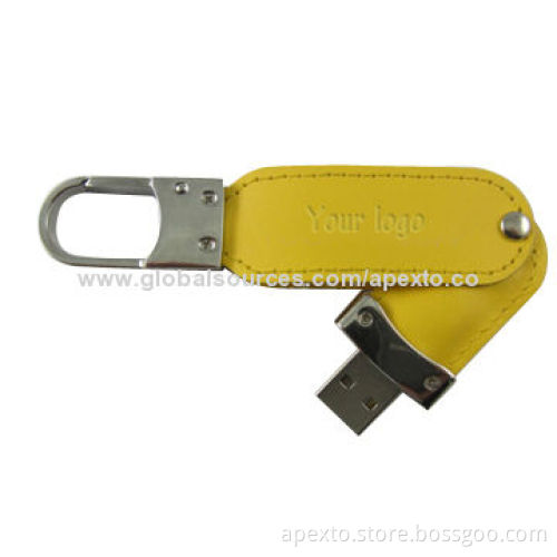Leather Swivel USB Pen Drive, 8 and 16GB Capacity, Plug-and-play Function/Suitable for Apple's Mac